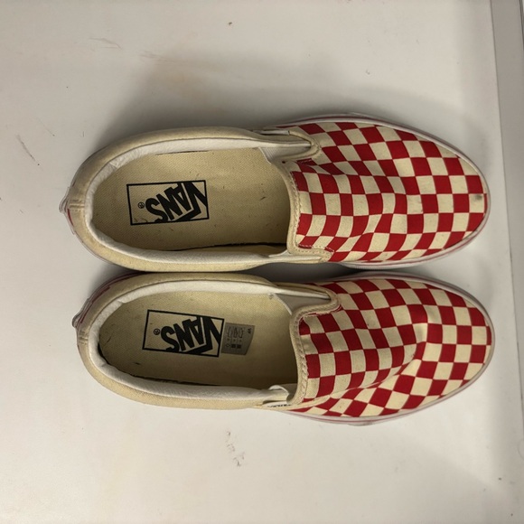 Vans Kids Red and White Checkered Slip-On Sneakers only worn 1 time. - Picture 3 of 5